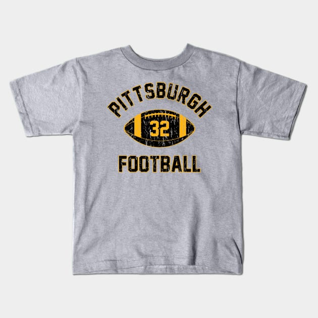 Retro Pittsburgh Football Distressed Logo Kids T-Shirt by Double-Double Designs